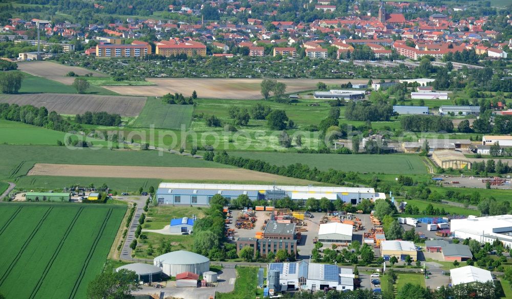 Osterburg from above - Depot of the Ost Bau GmbH in Osterburg in the Altmark in Saxony-Anhalt