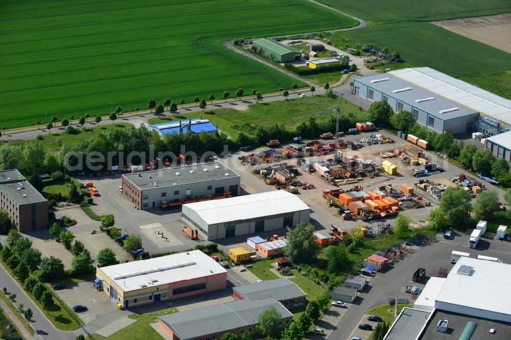 Osterburg from above - Depot of the Ost Bau GmbH in Osterburg in the Altmark in Saxony-Anhalt