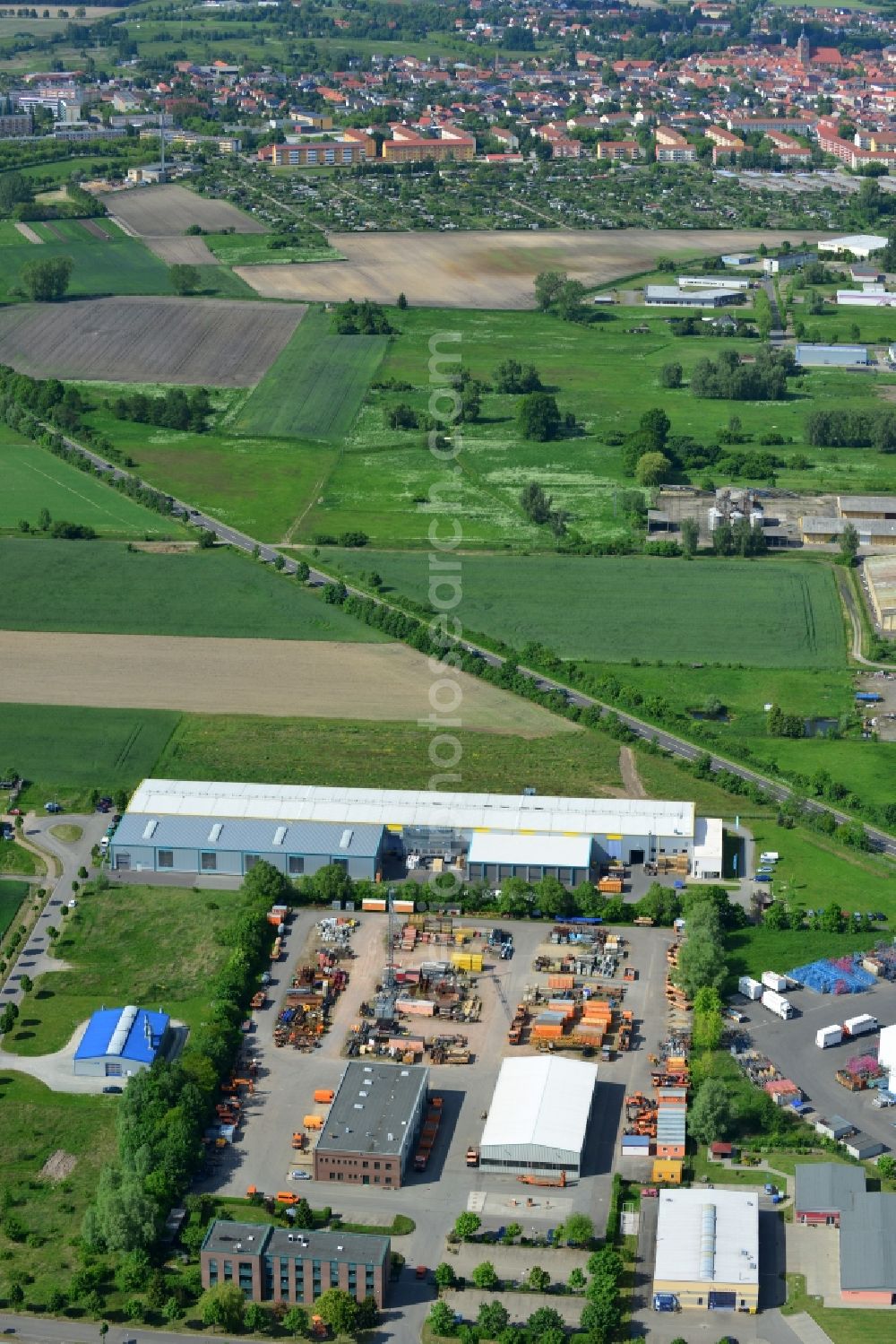 Aerial photograph Osterburg - Depot of the Ost Bau GmbH in Osterburg in the Altmark in Saxony-Anhalt