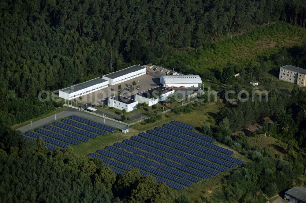 Biesenthal from the bird's eye view: Site of the depot of the Strassenmeisterei der Landesbetrieb Strassenwesen Brandenburg, NL Ost Strassenmeisterei in Biesenthal in the state Brandenburg