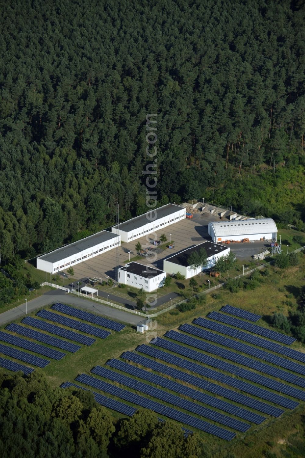 Biesenthal from above - Site of the depot of the Strassenmeisterei der Landesbetrieb Strassenwesen Brandenburg, NL Ost Strassenmeisterei in Biesenthal in the state Brandenburg