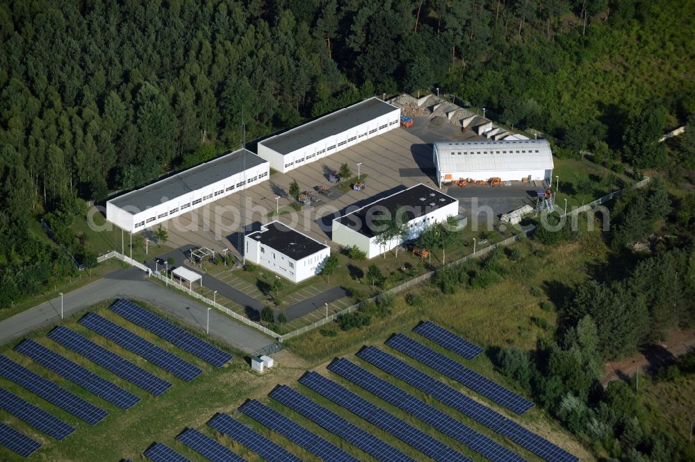 Biesenthal from the bird's eye view: Site of the depot of the Strassenmeisterei der Landesbetrieb Strassenwesen Brandenburg, NL Ost Strassenmeisterei in Biesenthal in the state Brandenburg