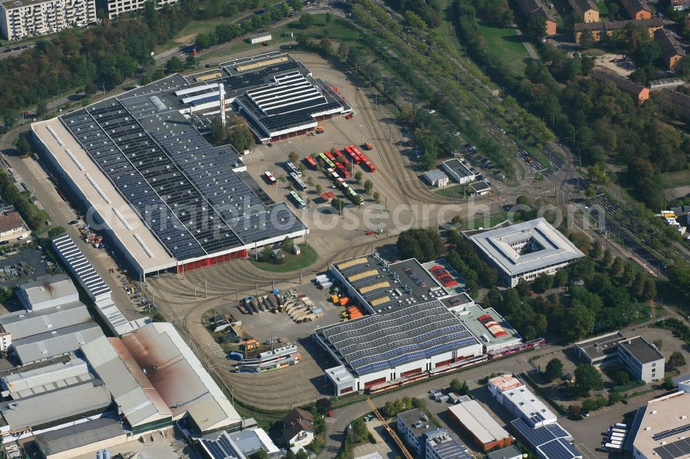 Aerial photograph Freiburg im Breisgau - Depot, maitanance and storage facility of VAG in Freiburg im Breisgau in the state Baden-Wurttemberg, Germany