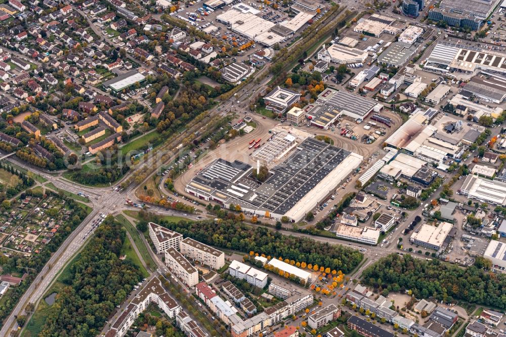 Aerial photograph Freiburg im Breisgau - Depot, maitanance and storage facility of VAG in Freiburg im Breisgau in the state Baden-Wurttemberg, Germany