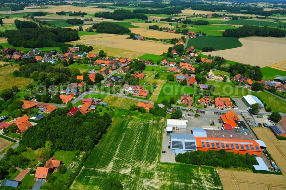 Raderhorst from the bird's eye view: Site of the depot of the of W.Brase Land-u. Gartentechnik GmbH on street Raderhorster Ring in Raderhorst in the state North Rhine-Westphalia, Germany