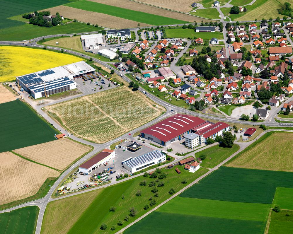 Aerial image Oberessendorf - Site of the depot of the of Zimmermann Stalltechnik Vetriebs GmbH on street Sandelholzstrasse in Oberessendorf in the state Baden-Wuerttemberg, Germany