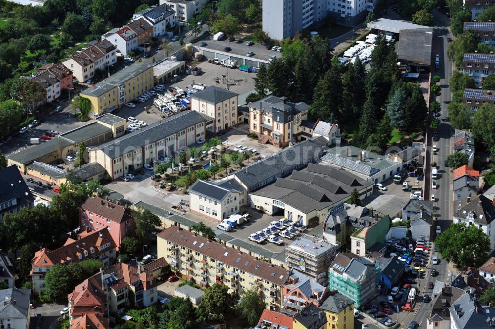 Frankfurt am Main from above - Betriebsstätte Frankfurt-Bornheim der FES Frankfurter Entsorgungs- und Service GmbH an der Weidenbornstraße 40 in Frankfurt am Main in Hessen. Industrial premises in Frankfurt on the Main in Hesse.