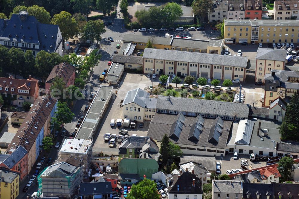 Frankfurt am Main from above - Betriebsstätte Frankfurt-Bornheim der FES Frankfurter Entsorgungs- und Service GmbH an der Weidenbornstraße 40 in Frankfurt am Main in Hessen. Industrial premises in Frankfurt on the Main in Hesse.