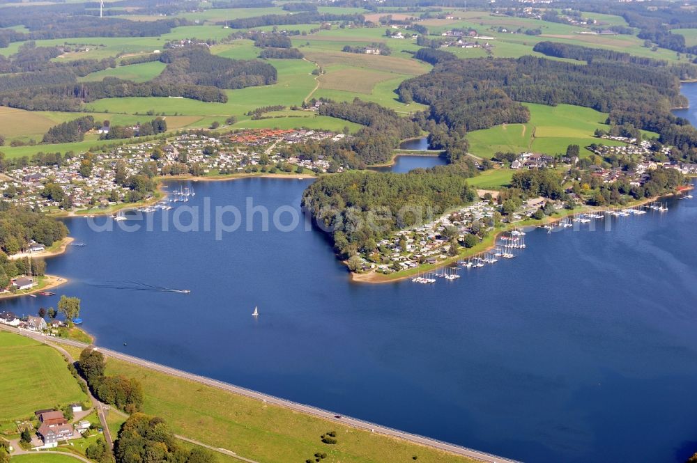 Aerial photograph Hückeswagen - View of the Bever Dam in Hückeswagen in the state North Rhine-Westphalia