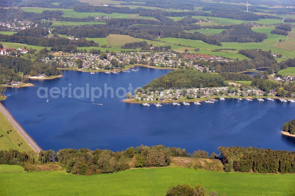 Aerial image Hückeswagen - View of the Bever Dam in Hückeswagen in the state North Rhine-Westphalia