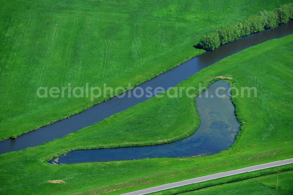 Groß Schmölen from above - Irrigation canal for agriculture in Meloration - field - Landscape near Gross Schmoelen in Mecklenburg-Western Pomerania