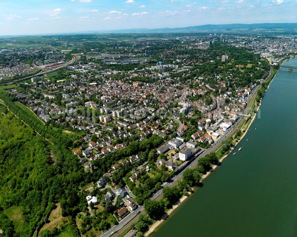 Aerial photograph Mainz - District view of Weisenau in Mainz in the state Rhineland-Palatinate