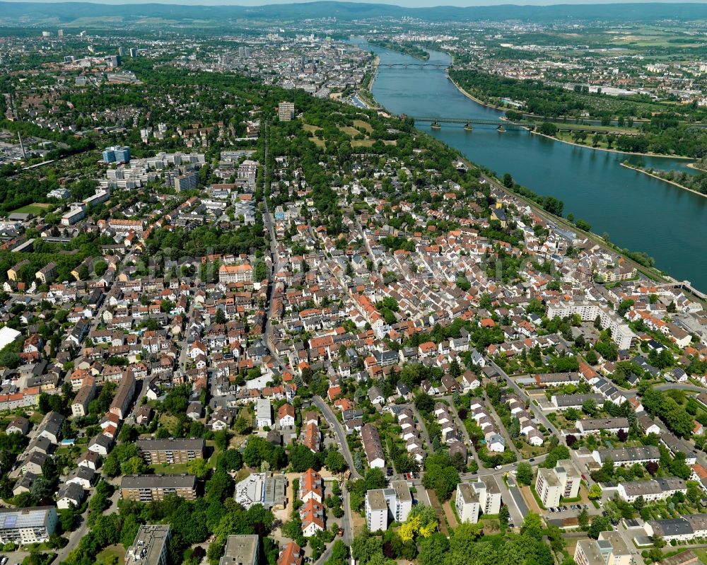 Mainz from above - District view of Weisenau in Mainz in the state Rhineland-Palatinate