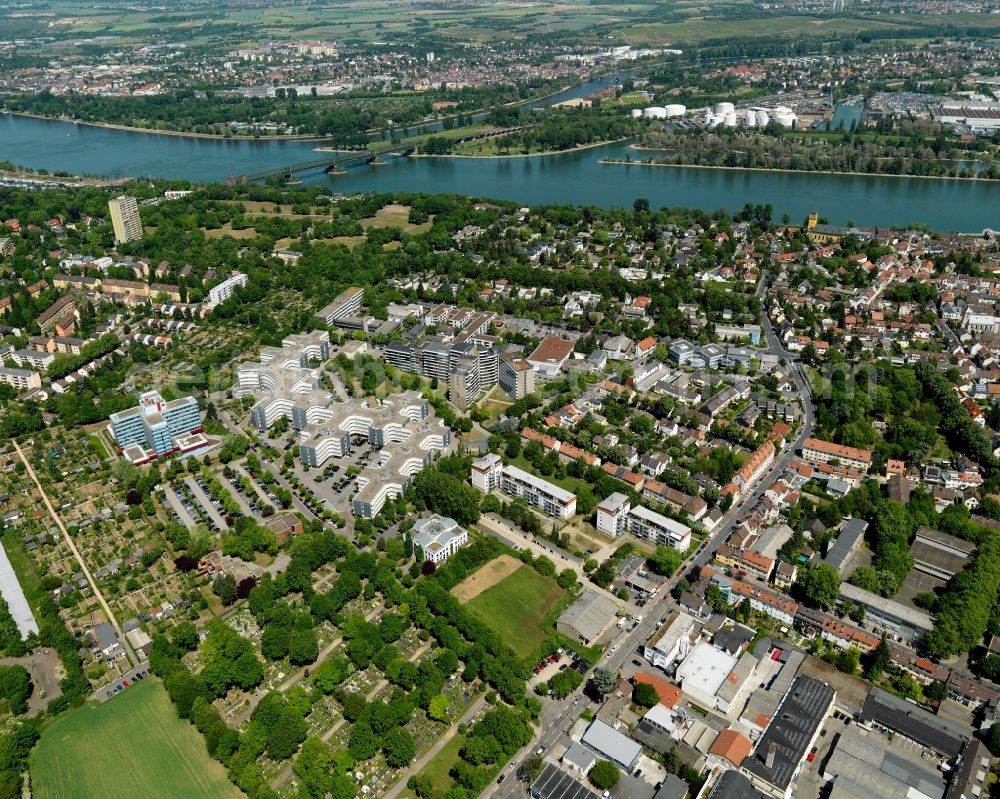 Aerial photograph Mainz - District view of Weisenau in Mainz in the state Rhineland-Palatinate