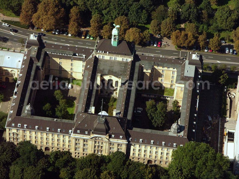 Düsseldorf (NRW) from the bird's eye view: Blick auf das Gebäude der Bezirksregierung in Düsseldorf. Erbaut wurde das Gebäude zu Beginn des 20.Jh. ehemals als preußische Ministerium. Bezirksregierung Düsseldorf, Cecilienallee 2, 40474 Düsseldorf, Tel.: (0211) 475-0, Fax: (0211) 475-2671, zentrale eMail: poststelle@brd.nrw.de