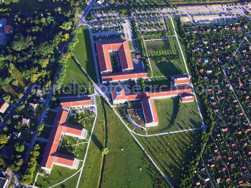 Aerial image Mühlenbeck (Brandenburg) - Blick auf das Zentrum für berufliche Rehabilitation des Berufsförderungswerk (BFW) Brandenburg in Mühlenbeck nördlich von Berlin. der Gebäudekomplexe wurde im August 1995 eröffnet und bietet 500 Plätze zur beruflichen Qualifizierung durch erwachsenenorientierte, behindertengerechte Ausbildung in modernen Unterrichts- und Computerräumen sowie in praxisgerechten Werkstätten, Laboren und Übungsfirmen. Ebenso besteht dabei die Wohnmöglichkeit.