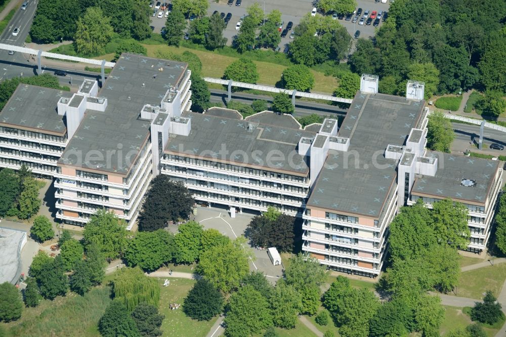 Dortmund from above - Library Building of Emil-Figge-Bibliothek in Dortmund in the state North Rhine-Westphalia