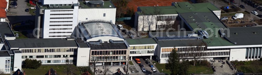 Aerial image Berlin - Library Building of Freie Universitaet Berlin - Universitaetsbibliothek on Garystrasse in the district Dahlem in Berlin