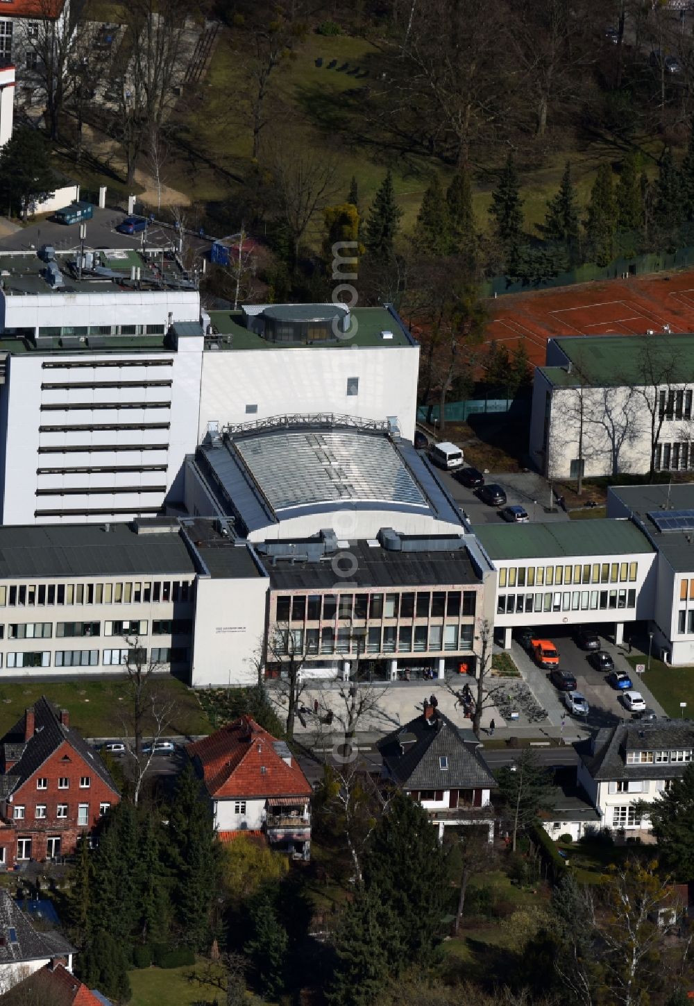 Aerial photograph Berlin - Library Building of Freie Universitaet Berlin - Universitaetsbibliothek on Garystrasse in the district Dahlem in Berlin