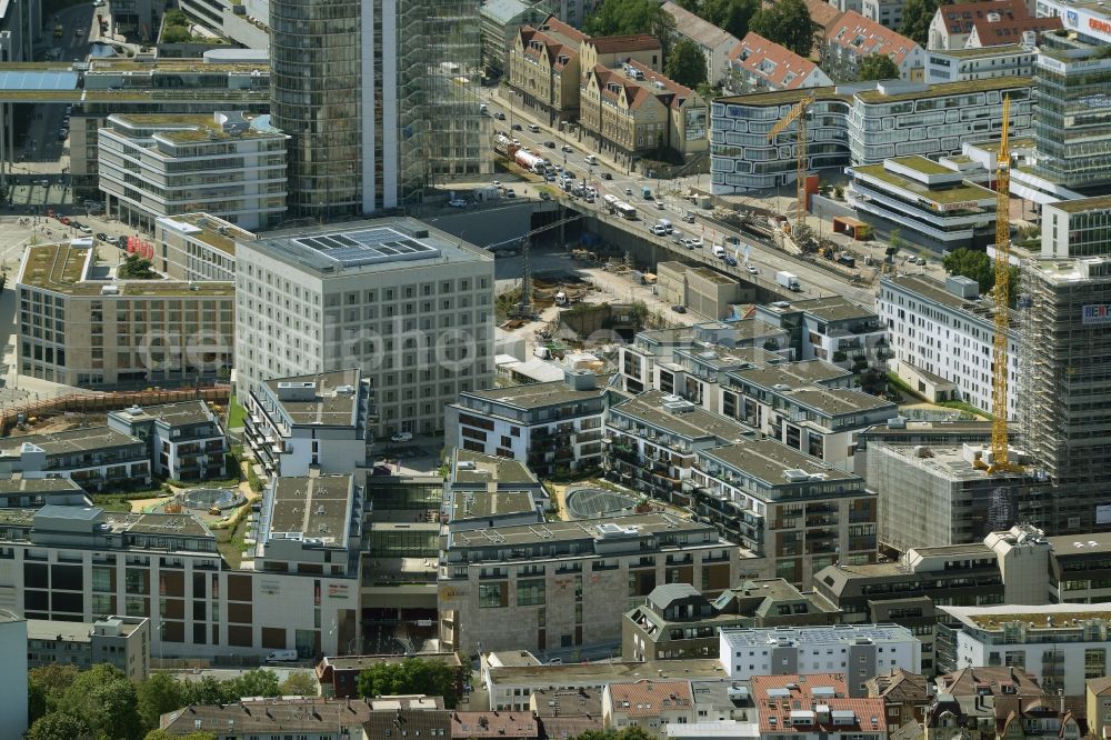 Stuttgart from above - Library Building of Stadtbibliothek on Mailaender Platz in Stuttgart in the state Baden-Wuerttemberg