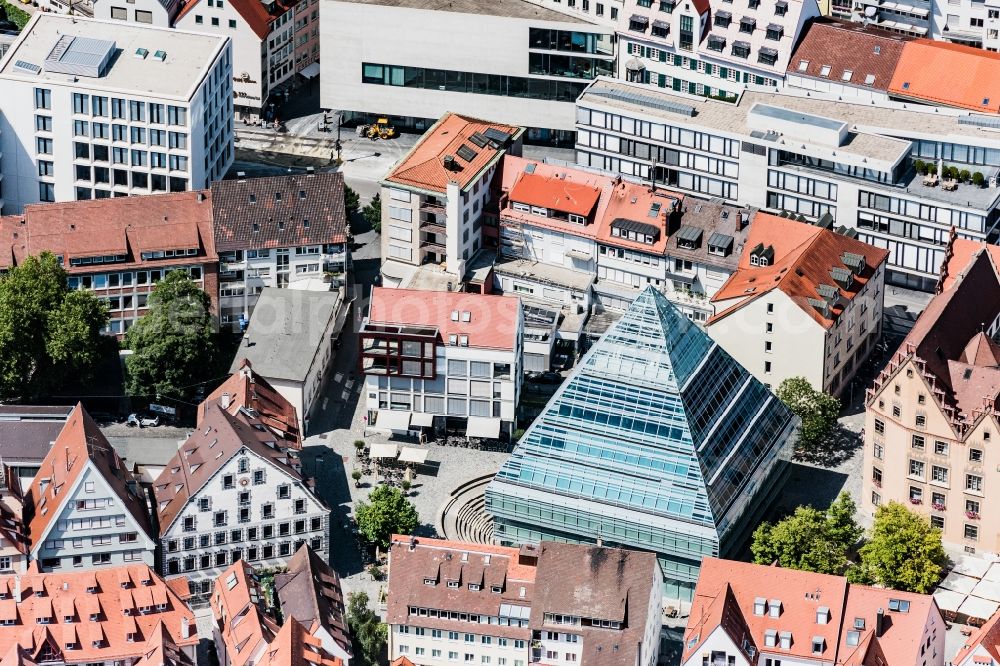 Ulm from above - Library Building of Stadtbibliothek in Ulm in the state Baden-Wuerttemberg, Germany