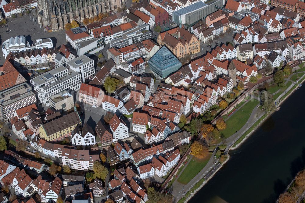 Aerial image Ulm - Library Building of Stadtbibliothek in Ulm in the state Baden-Wuerttemberg, Germany