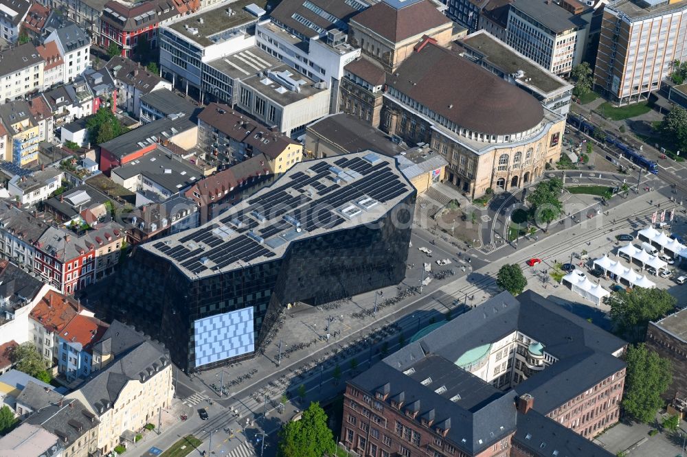 Freiburg im Breisgau from the bird's eye view: Library Building of Universitaetsbibliothek Freiburg on Platz of Universitaet in Freiburg im Breisgau in the state Baden-Wuerttemberg, Germany