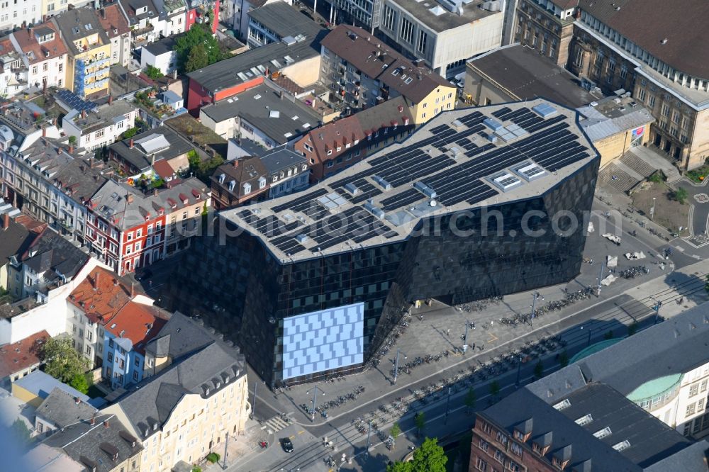 Aerial image Freiburg im Breisgau - Library Building of Universitaetsbibliothek Freiburg on Platz of Universitaet in Freiburg im Breisgau in the state Baden-Wuerttemberg, Germany