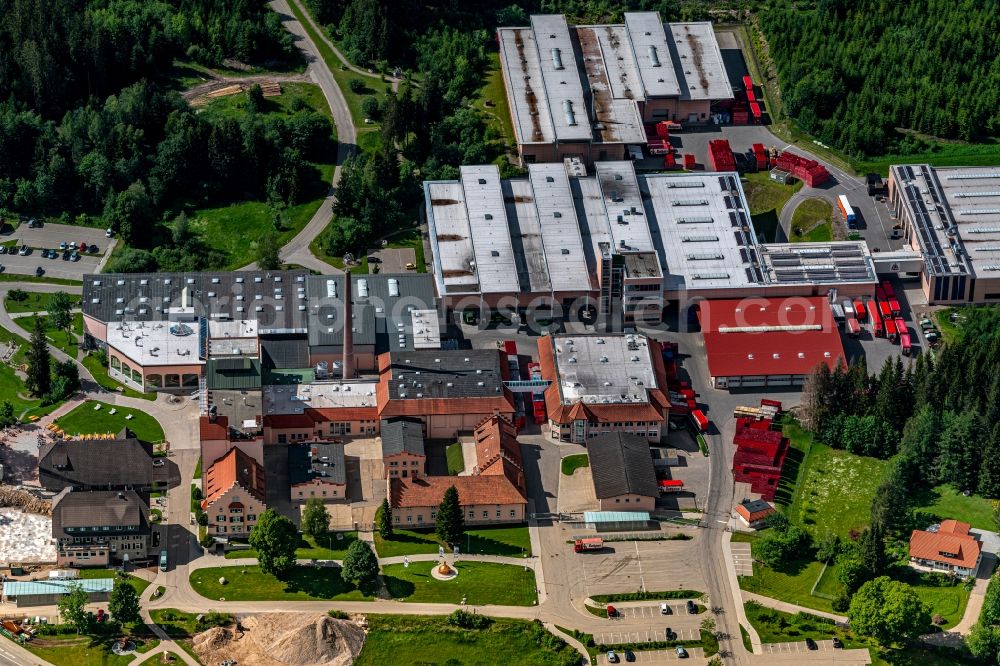 Grafenhausen from above - Building and production halls on the premises of the brewery Badische Staatsbrauerei Rothaus AG in Grafenhausen in the state Baden-Wuerttemberg, Germany