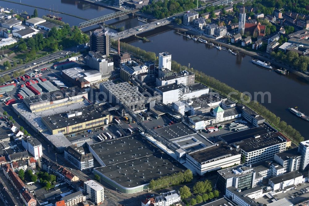 Bremen from above - Building and production halls on the premises of the brewery Beck GmbH&Co.KG in Bremen, Germany