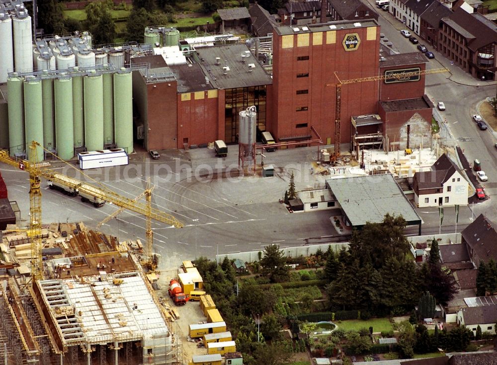 Issum from above - Building and production halls on the premises of the brewery Brauerei Diebels GmbH & Co. KG in Issum in the state North Rhine-Westphalia