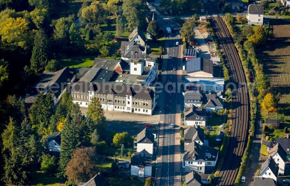 Aerial image Bestwig - Building and production halls on the premises of the brewery H.&.F. Schneider in Bestwig in the state North Rhine-Westphalia