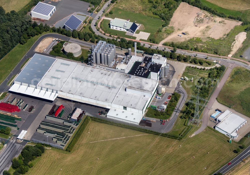 Freiberg from above - Building and production halls on the premises of the brewery Freiberger Brauhaus in Freiberg in the state Saxony