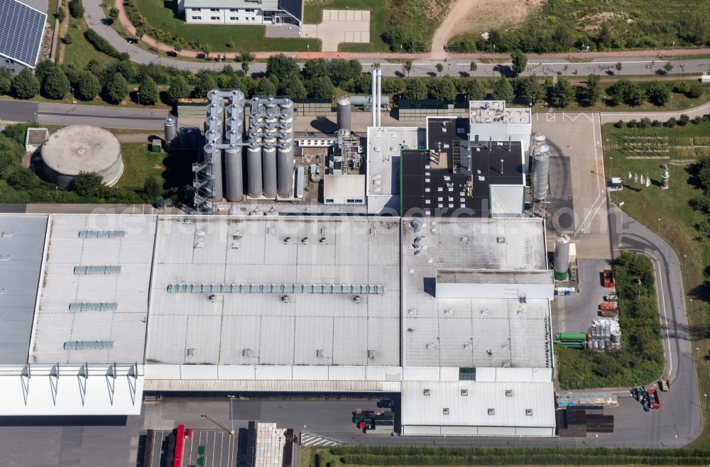 Aerial image Freiberg - Building and production halls on the premises of the brewery Freiberger Brauhaus in Freiberg in the state Saxony