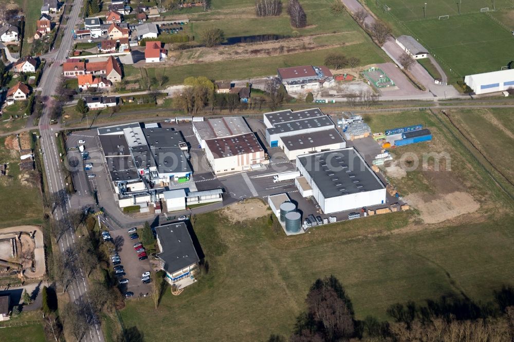 Surbourg from the bird's eye view: Building and production halls on the premises of the brewery H.B. Fuller Adhesives France in Surbourg in Grand Est, France