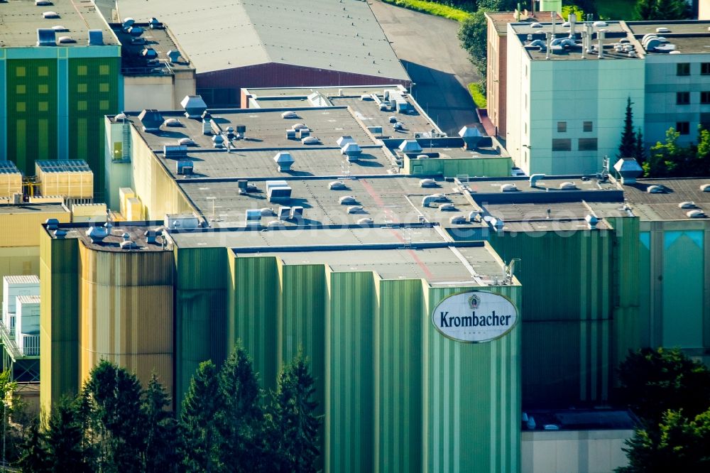 Kreuztal from above - Building and production halls on the premises of the brewery Krombacher Brauerei in Kreuztal in the state North Rhine-Westphalia