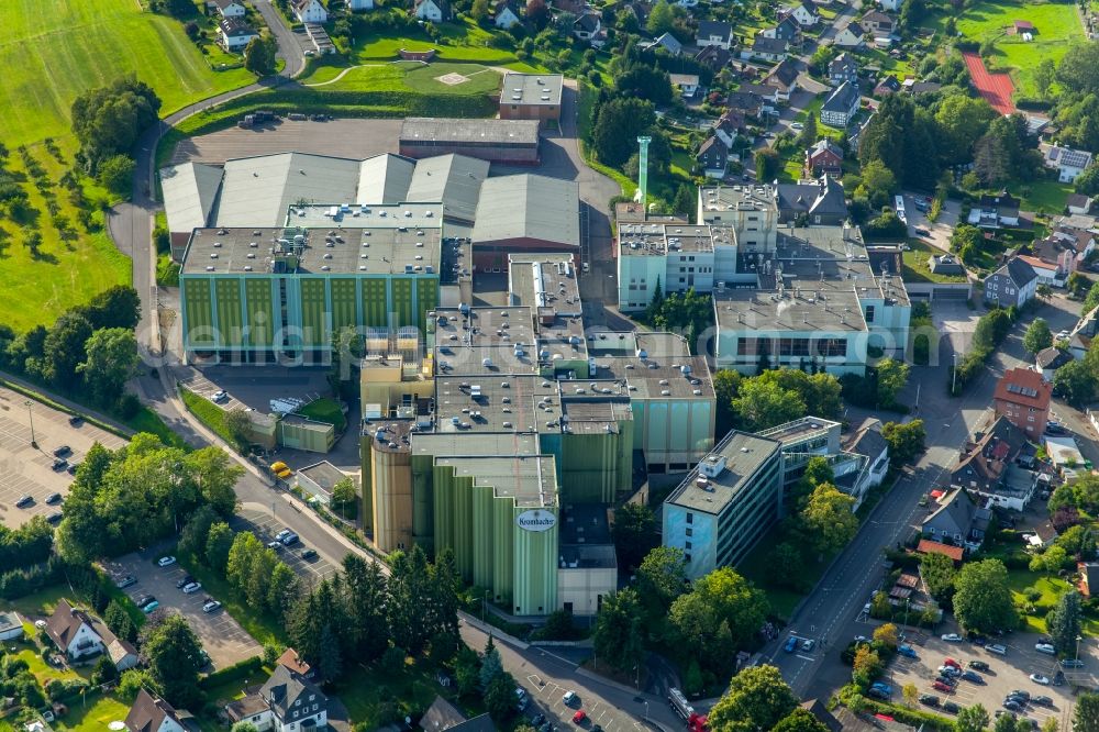 Aerial image Kreuztal - Building and production halls on the premises of the brewery Krombacher Brauerei in Kreuztal in the state North Rhine-Westphalia