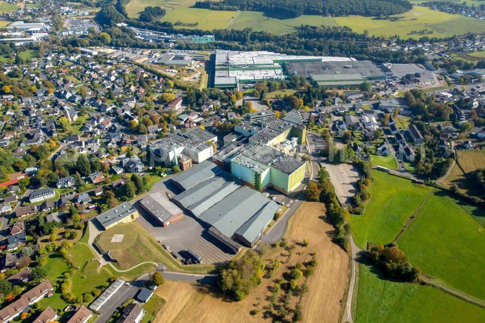 Kreuztal from the bird's eye view: Building and production halls on the premises of the brewery Krombacher Brauerei in Kreuztal in the state North Rhine-Westphalia