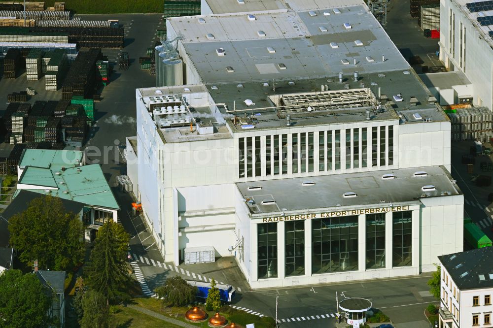 Radeberg from the bird's eye view: Building and production halls on the premises of the brewery Radeberger Exportbierbrauerei on street Dresdener Strasse in Radeberg in the state Saxony, Germany