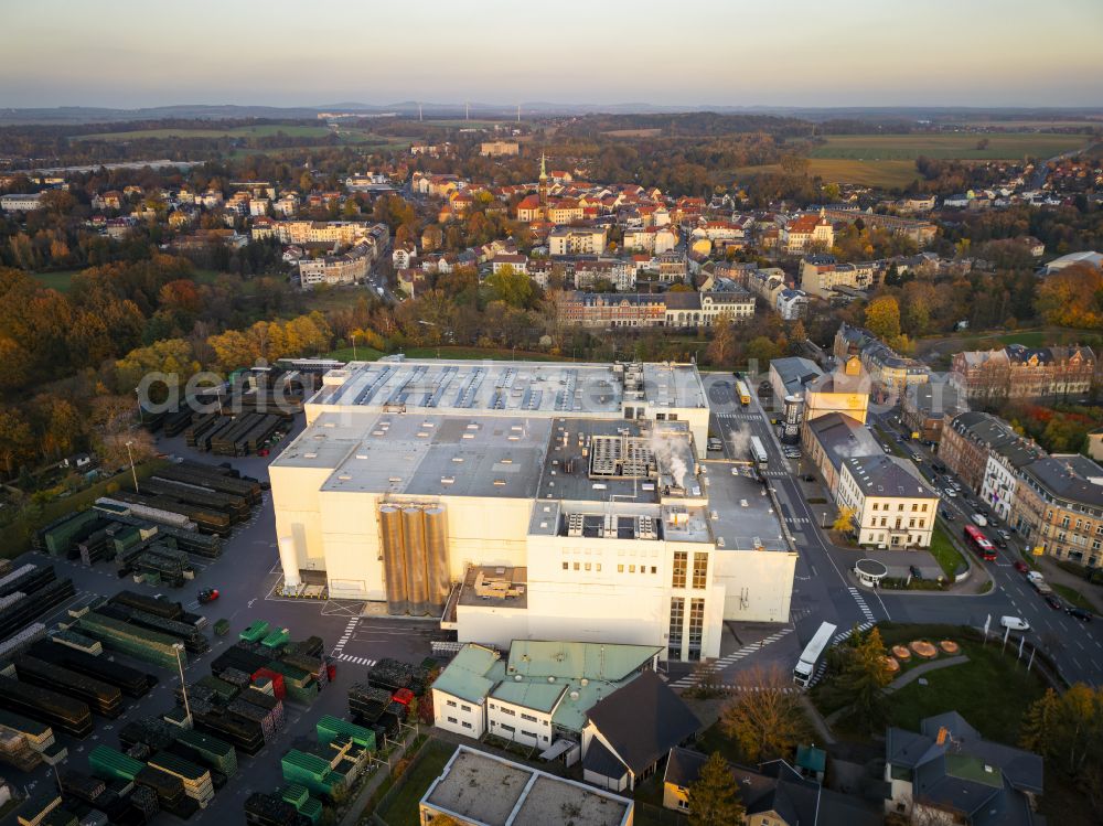 Aerial image Radeberg - Building and production halls on the premises of the brewery Radeberger Exportbierbrauerei on street Dresdener Strasse in Radeberg in the state Saxony, Germany