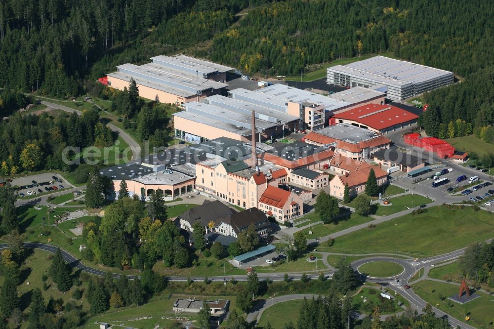 Grafenhausen from the bird's eye view: Building and production halls on the premises of the brewery Rothaus Brauerei in Grafenhausen in the state Baden-Wuerttemberg