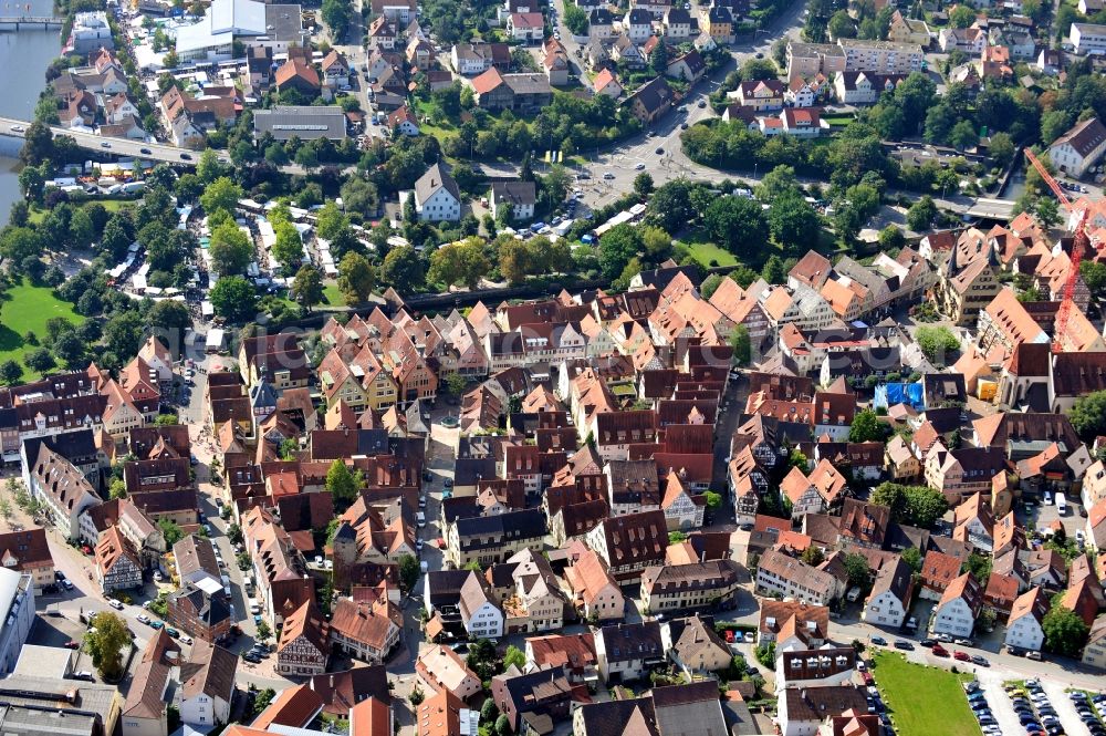 Bietigheim-Bissingen from above - City view of Bietigheim-Bissingen in Baden-Wuerttemberg