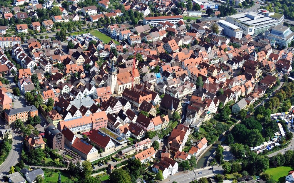 Bietigheim-Bissingen from above - City view of Bietigheim-Bissingen in the state Baden-Wuerttemberg