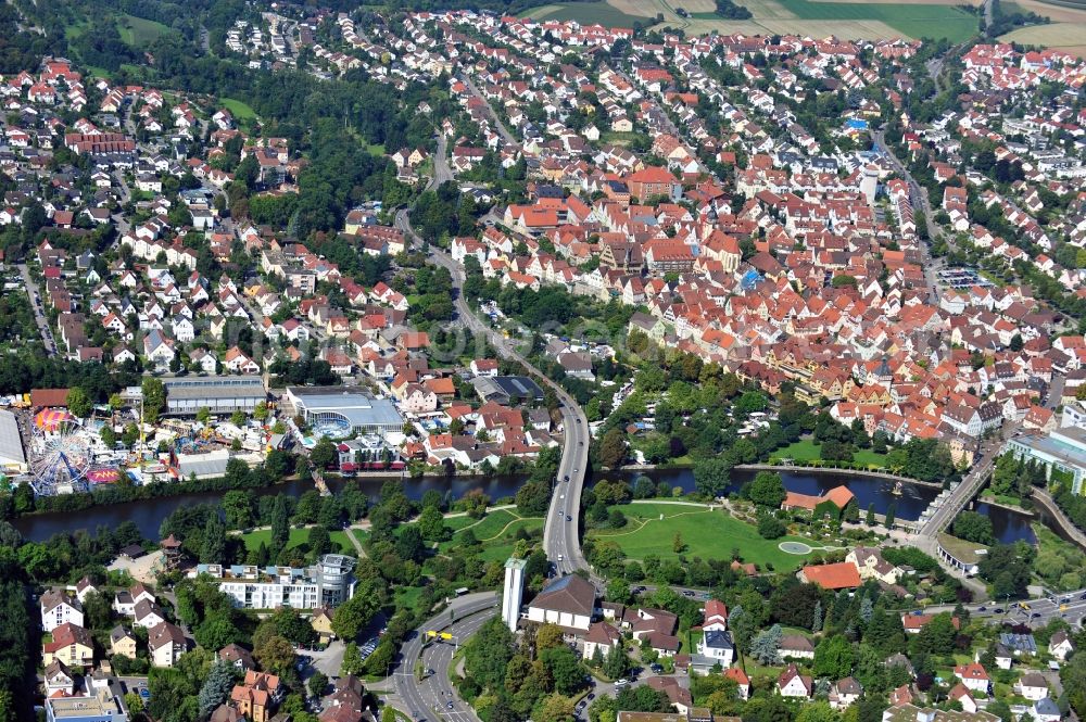 Bietigheim-Bissingen from above - City view of Bietigheim-Bissingen in the state Baden-Wuerttemberg