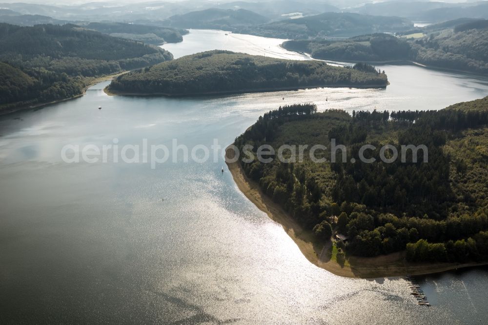 Attendorn from the bird's eye view: The lake Bigge in North Rhine-Westphalia