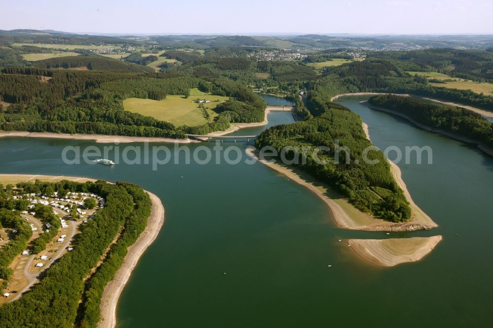 Olpe from above - View of the Biggesee near Olpe in the state of North Rhine-Westphalia