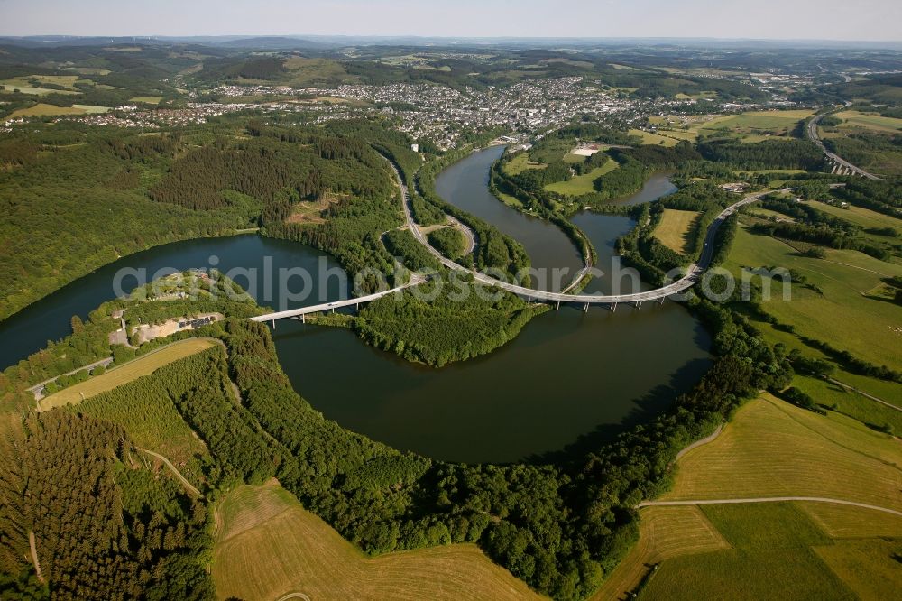 Aerial image Olpe - View of the Biggesee near Olpe in the state of North Rhine-Westphalia