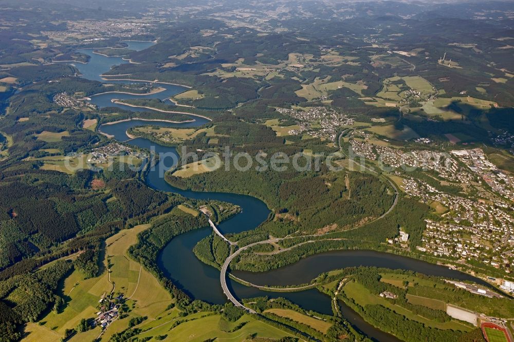 Aerial image Olpe - View of the Biggesee near Olpe in the state of North Rhine-Westphalia