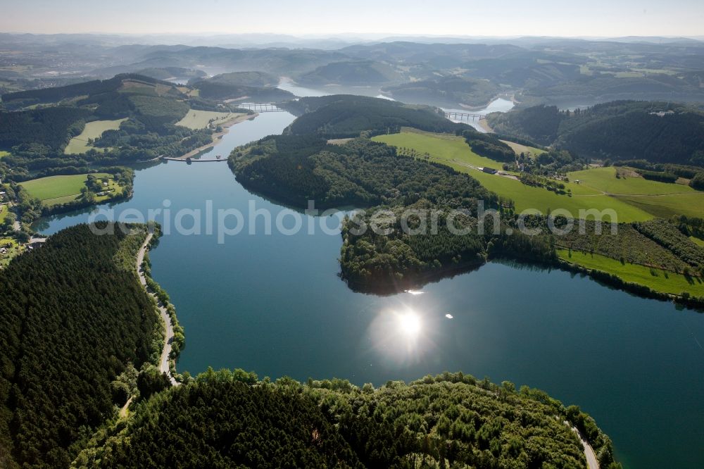 Aerial image Olpe - View of the Biggesee near Olpe in the state of North Rhine-Westphalia