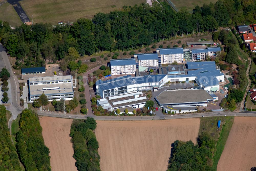 Triefenstein from above - School building of the of Berufsgenossenschaft Holz and Metalll in Triefenstein in the state Bavaria, Germany